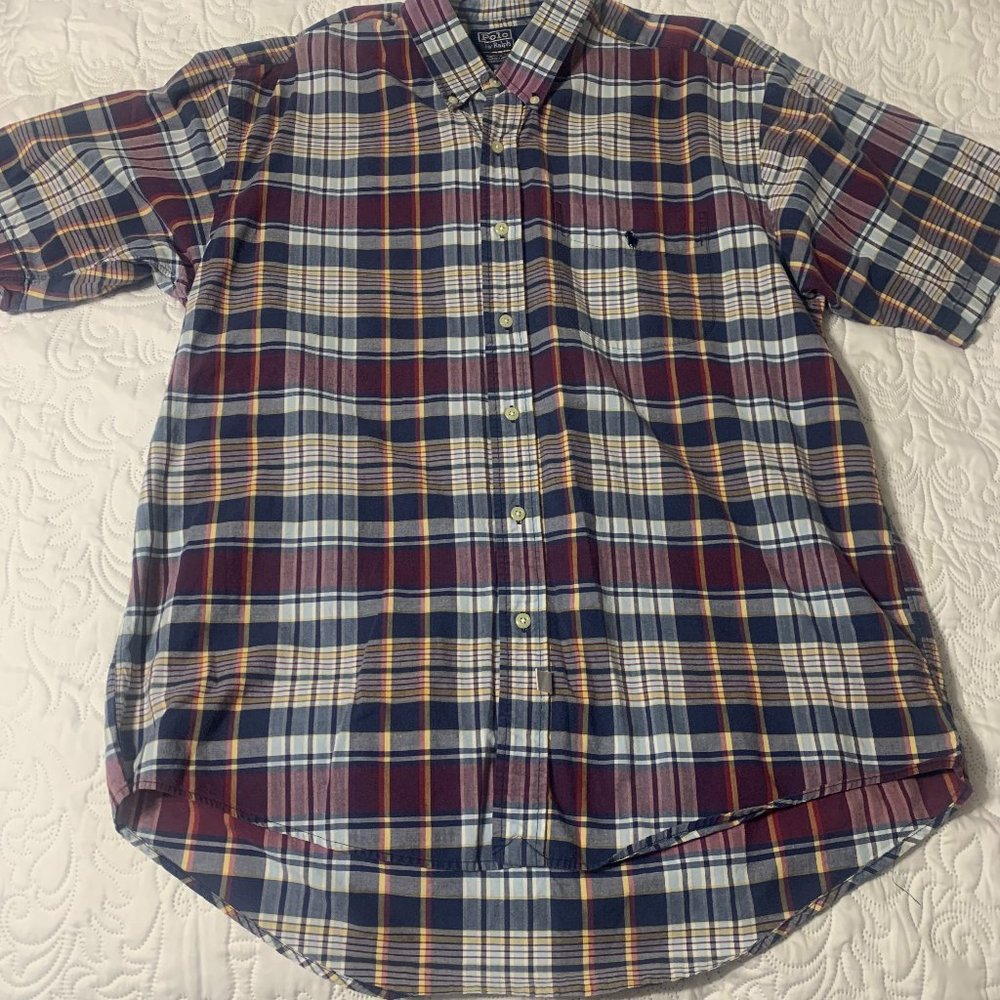 Men's Ralph Lauren Cotton Woven Button Up Short Sleeve Shirt (L)